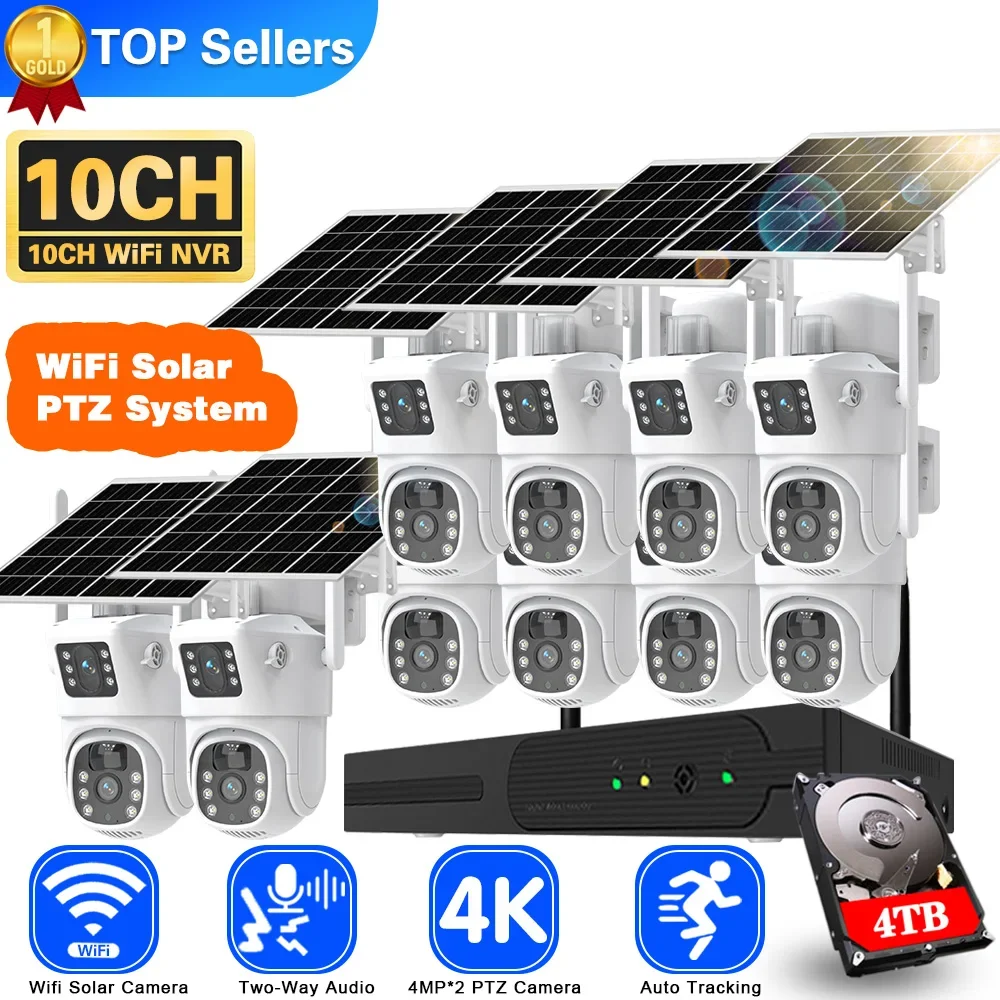 Home Security Nvr - Système de caméra de vidéosurveillance solaire,