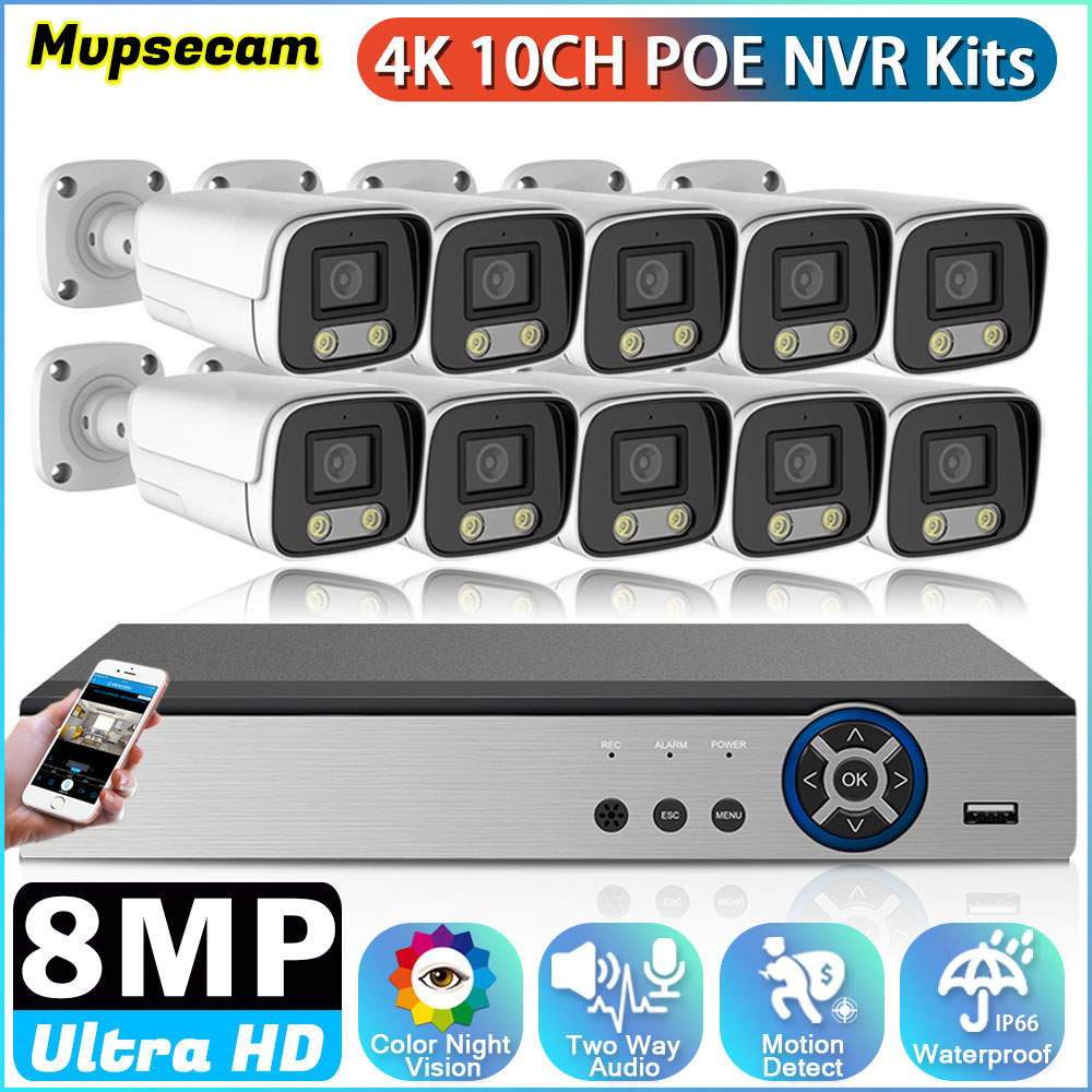 Home Security Nvr - Caméra de vidéosurveillance POE IP, 10