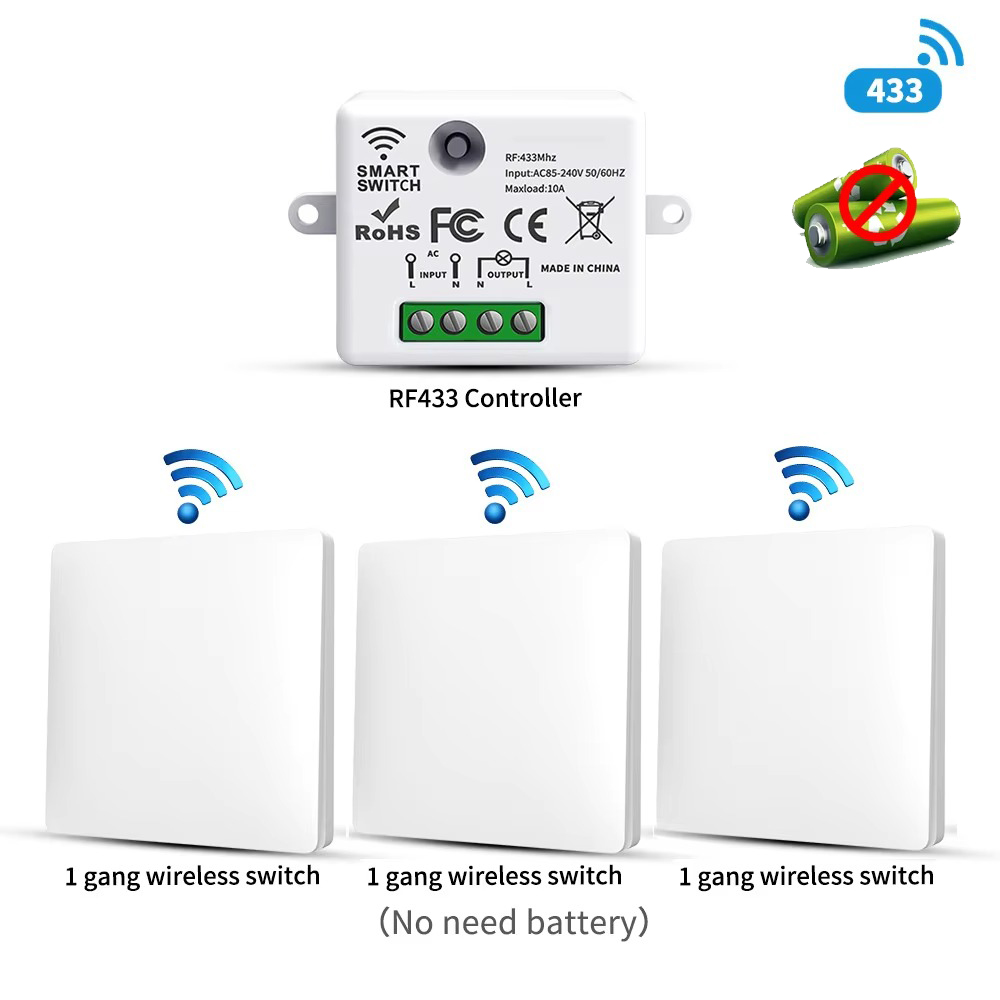 Home Security Battery - Interrupteur sans fil RF433 auto-alimenté, énergie